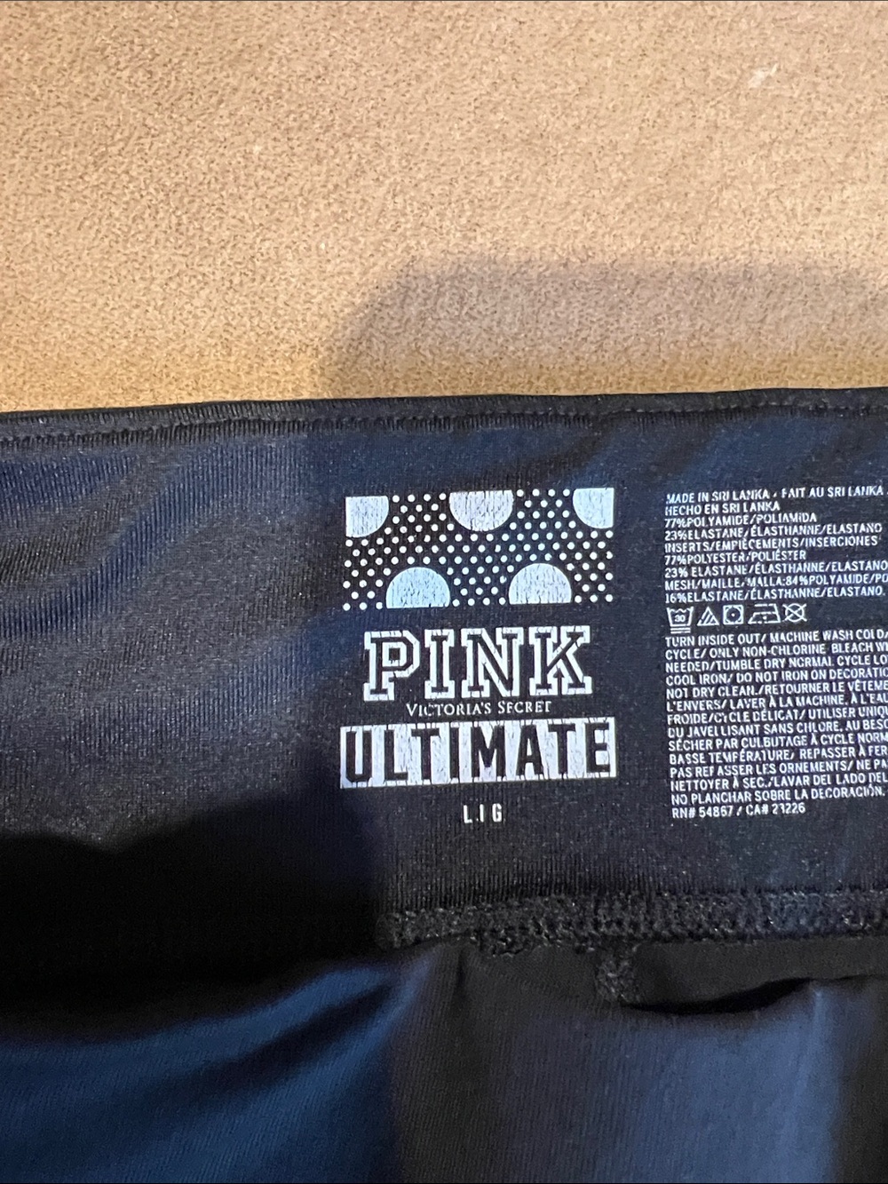 PINK Victoria's Secret Black Leggings with PINK Side Panels and Logo - Picture 5 of 5
